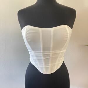 Coquette Mesh Bustier Sexy Push Up Corset Crop Top Strapless Open Back Nymphet
